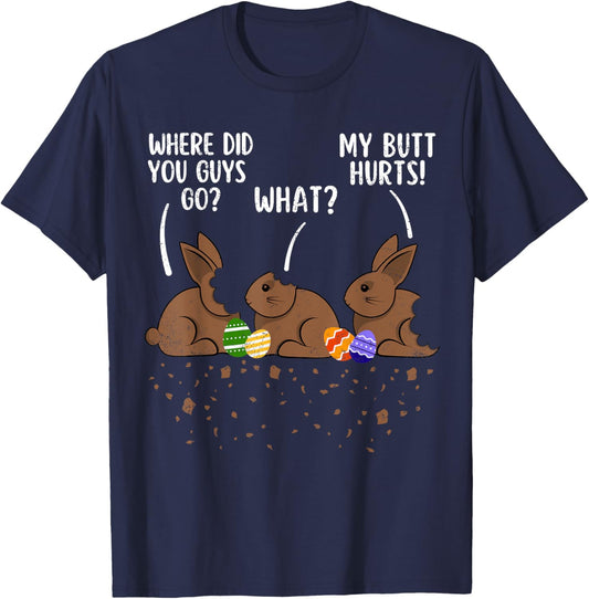 Where Did You Guys Go Funny Chocolate Bunny Easter Kids T-Shirt - T-Shirt | Navy