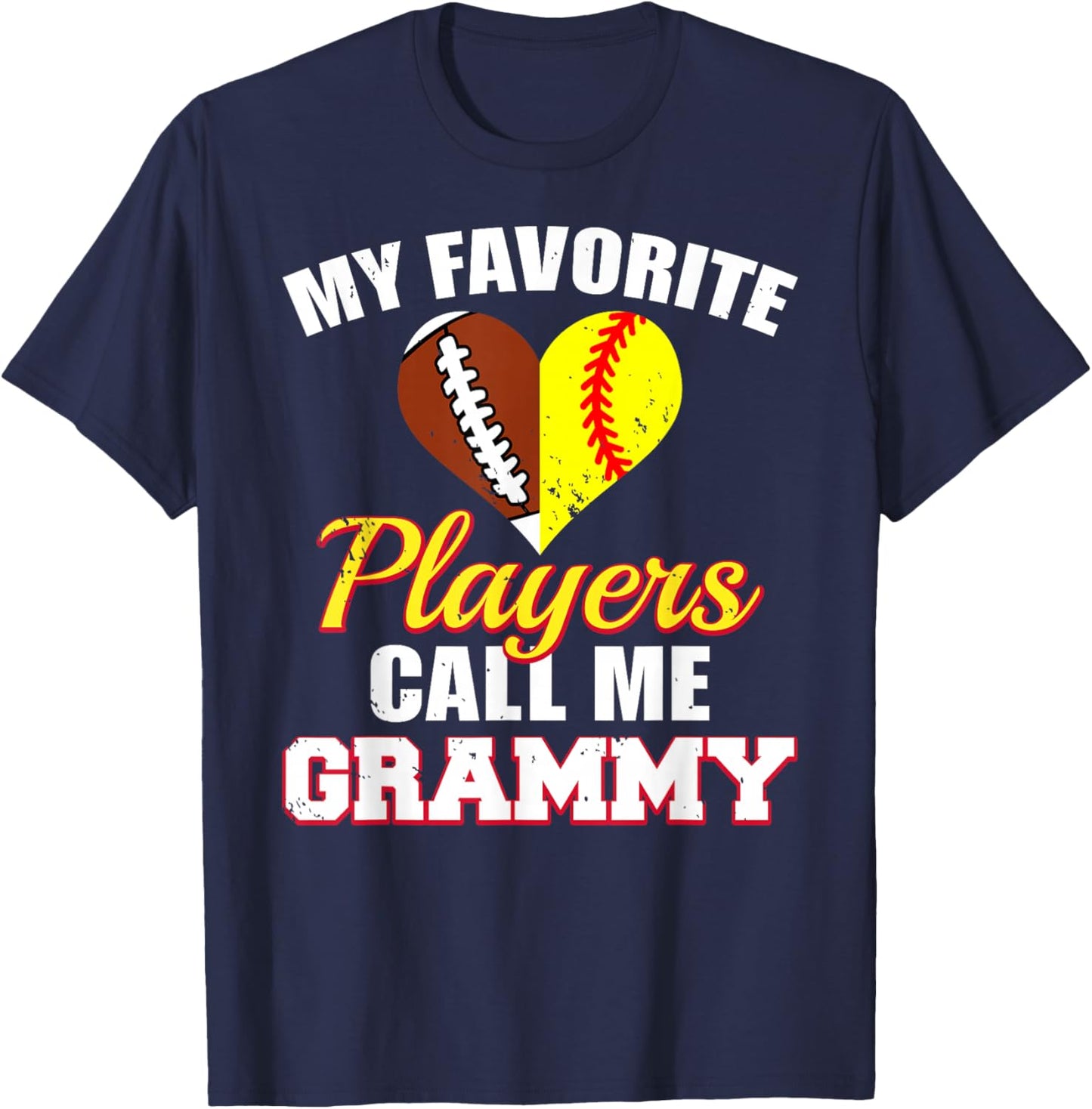 My Favorite Players Call Me Grammy Football Softball Grammy T-Shirt - T-Shirt | Navy