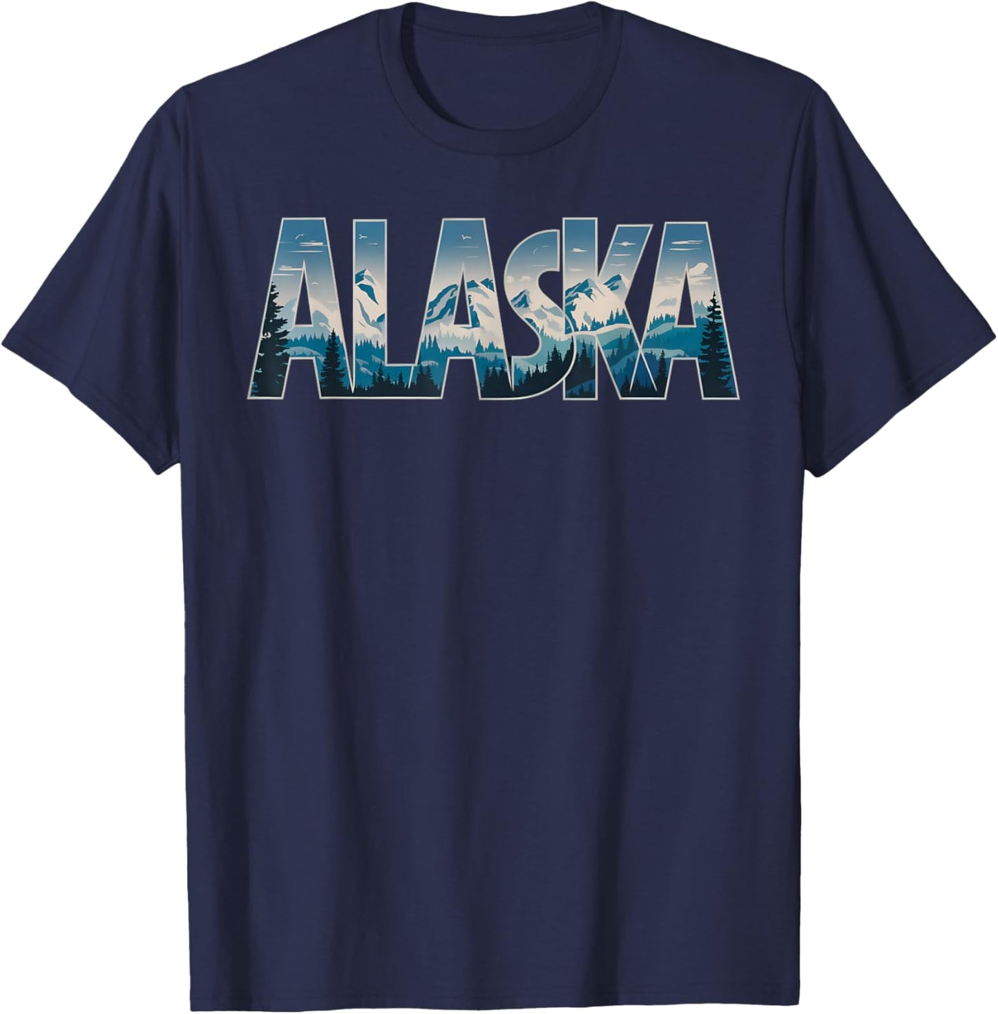 Alaskan Snowy Mountain Alaska Day Gifts Alaska T-Shirt - T-Shirt | Navy