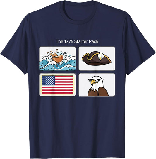 Funny 1776 Starter Pack 250 Years 1776-2026 250th America T-Shirt - T-Shirt | Navy
