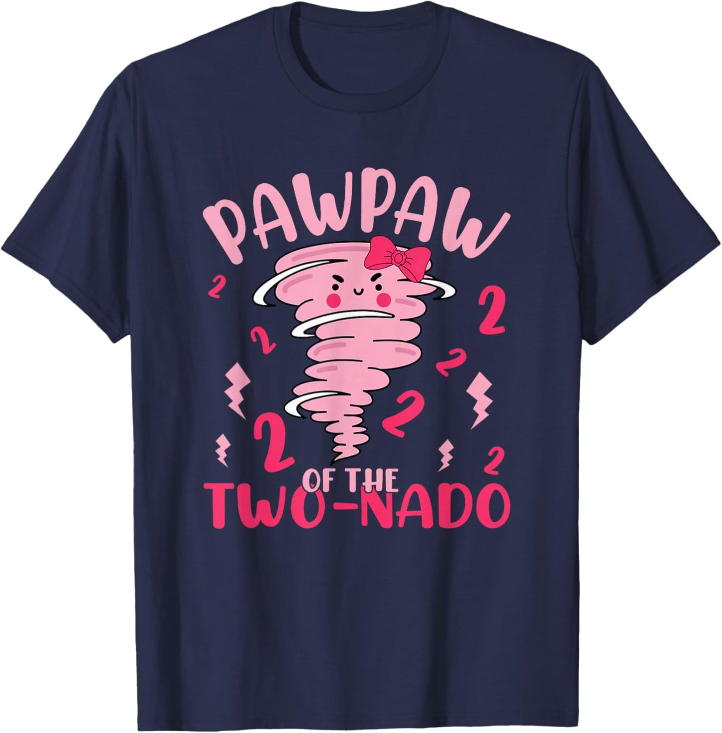 Pawpaw of The Two-nado Tornado Theme 2nd Birthday Party T-Shirt - T-Shirt | Navy