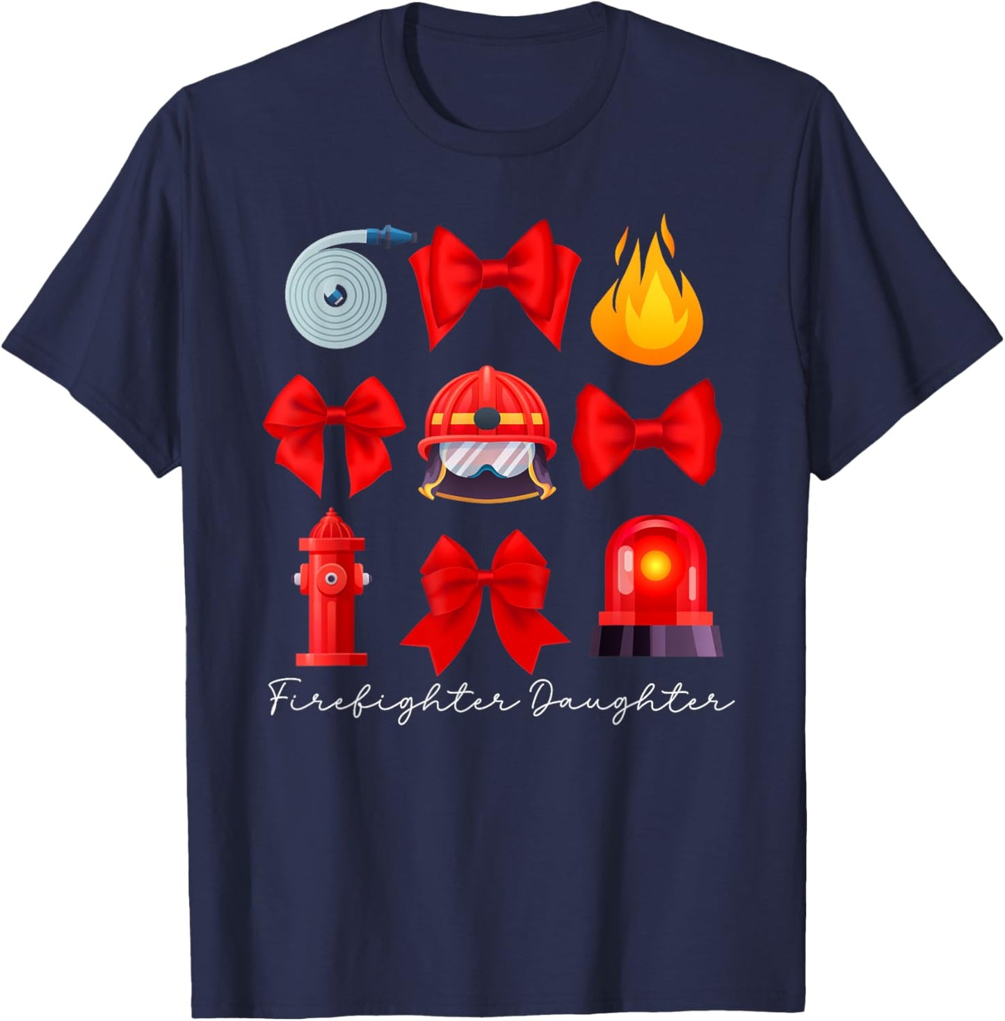 Firefighter Daughter Coquette Fire Daughter Fireman Daughter T-Shirt - T-Shirt | Navy
