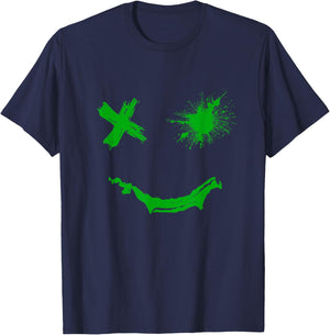 Green Grunge Face Kelly Green Color Graphic T-Shirt - T-Shirt | Navy