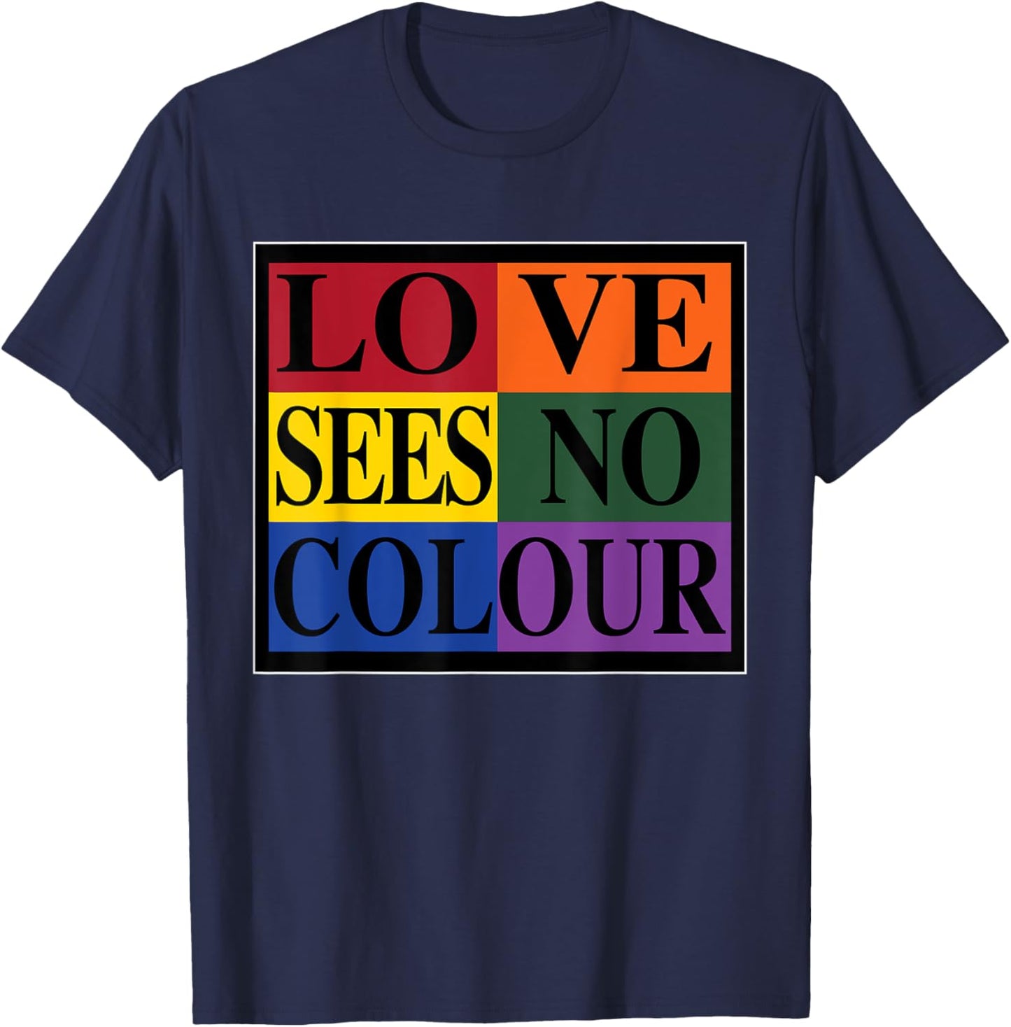 Love Sees No Colour | Retro Graphic 1990's Urban Vintage T-Shirt - T-Shirt | Navy