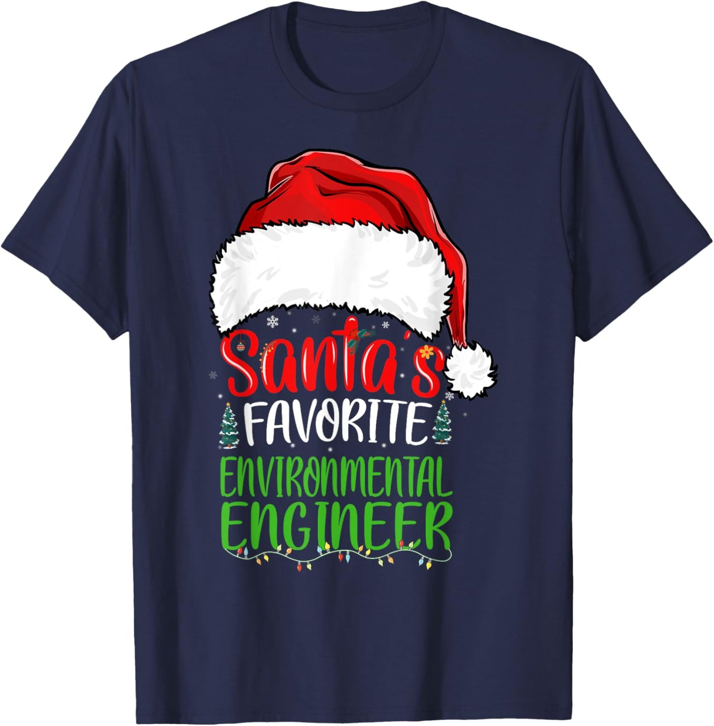 Santa's Favorite Environmental Engineer Funny Christmas T-Shirt - T-Shirt | Navy