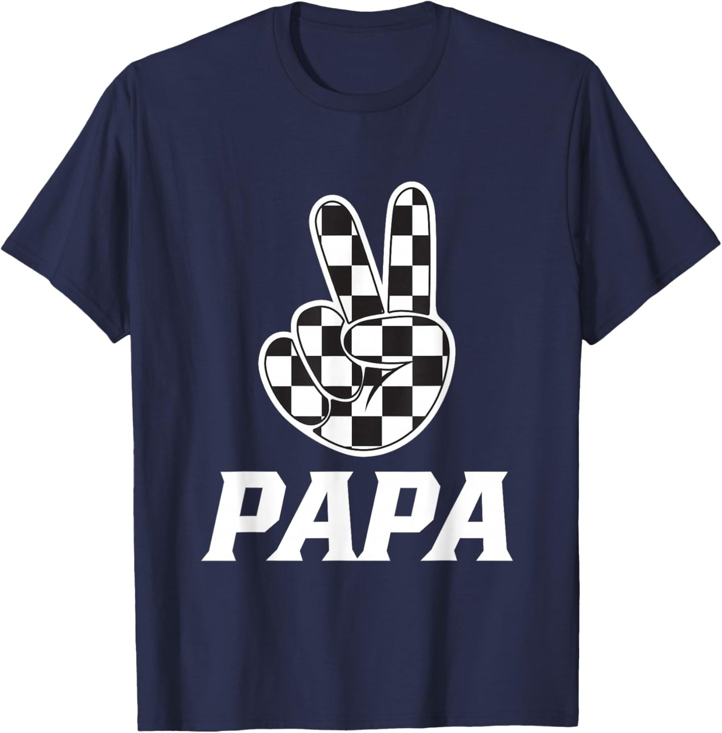 Papa Birthday Party Car Race Family Matching Pit Car Racing T-Shirt - T-Shirt | Navy