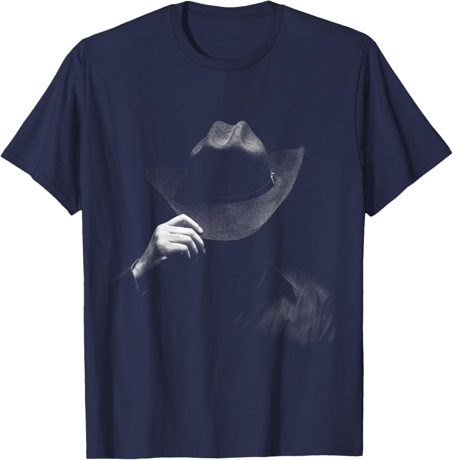 Mystery Rodeo Cowboy in Shadow - Timeless Western Charm T-Shirt - T-Shirt | Navy