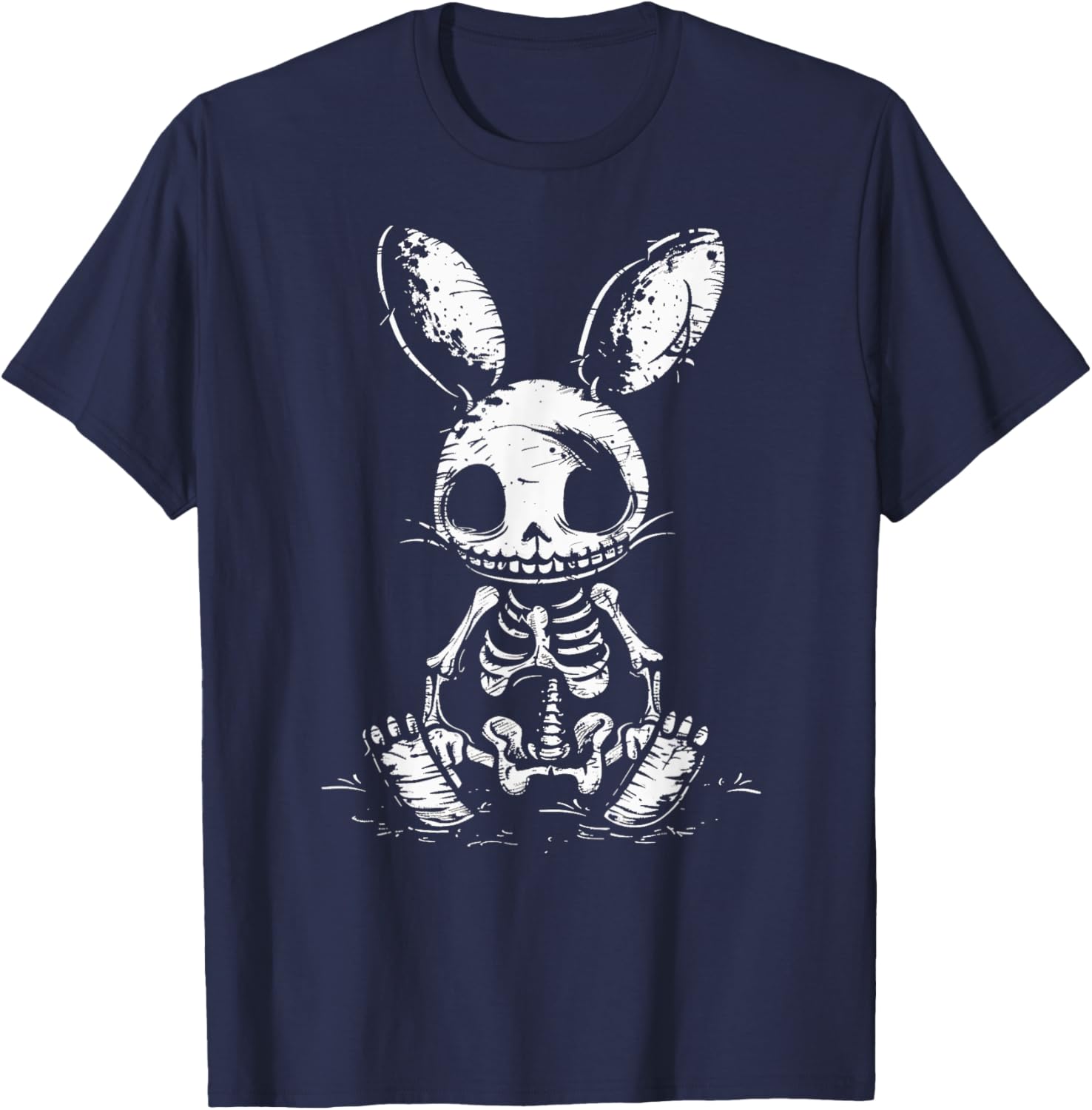 Skeleton Bunny Rabbit Skull Alt Goth Grunge Horror Aesthetic T-Shirt - T-Shirt | Navy
