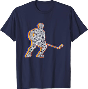 Retro Ice Hockey Player Kids Boys Youth Teens T-Shirt - T-Shirt | Navy