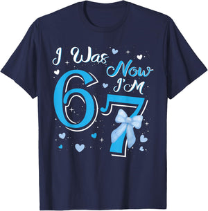 I was 6 Now I'm 7 Funny Birthday Blue Sweet Sassy Seven Bday T-Shirt - T-Shirt | Navy