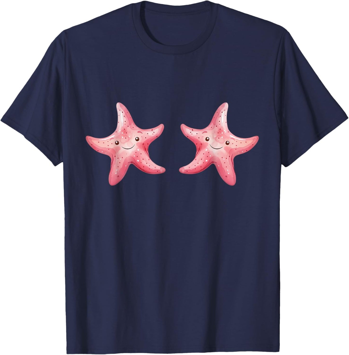 Mermaid Star Fish Bra Graphic Star Fish Costume Women T-Shirt - T-Shirt | Navy