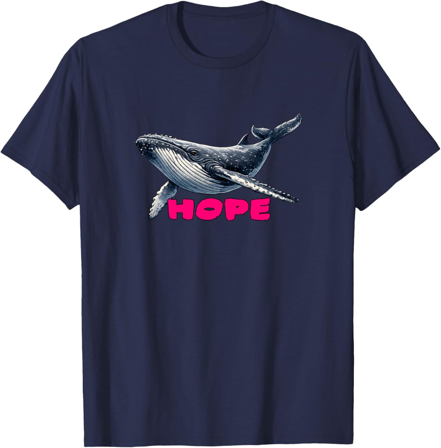 Buckelwal Hope Line Art Detailliertes Wal Design Premium T-Shirt - T-Shirt | Navy