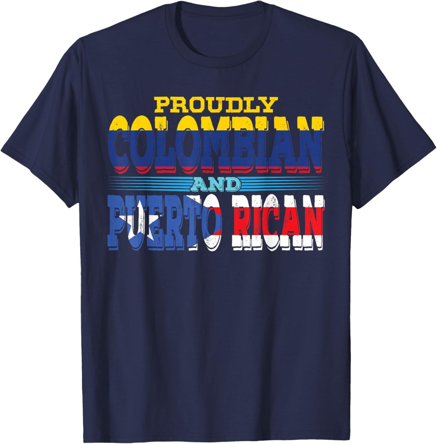 Puerto Rico Colombia Flag Half Puerto Rican Half Colombian T-Shirt - T-Shirt | Navy