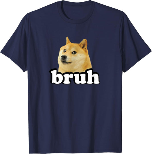 Doge Meme Lover Kids Bruh Shiba Inu T-Shirt - T-Shirt | Navy