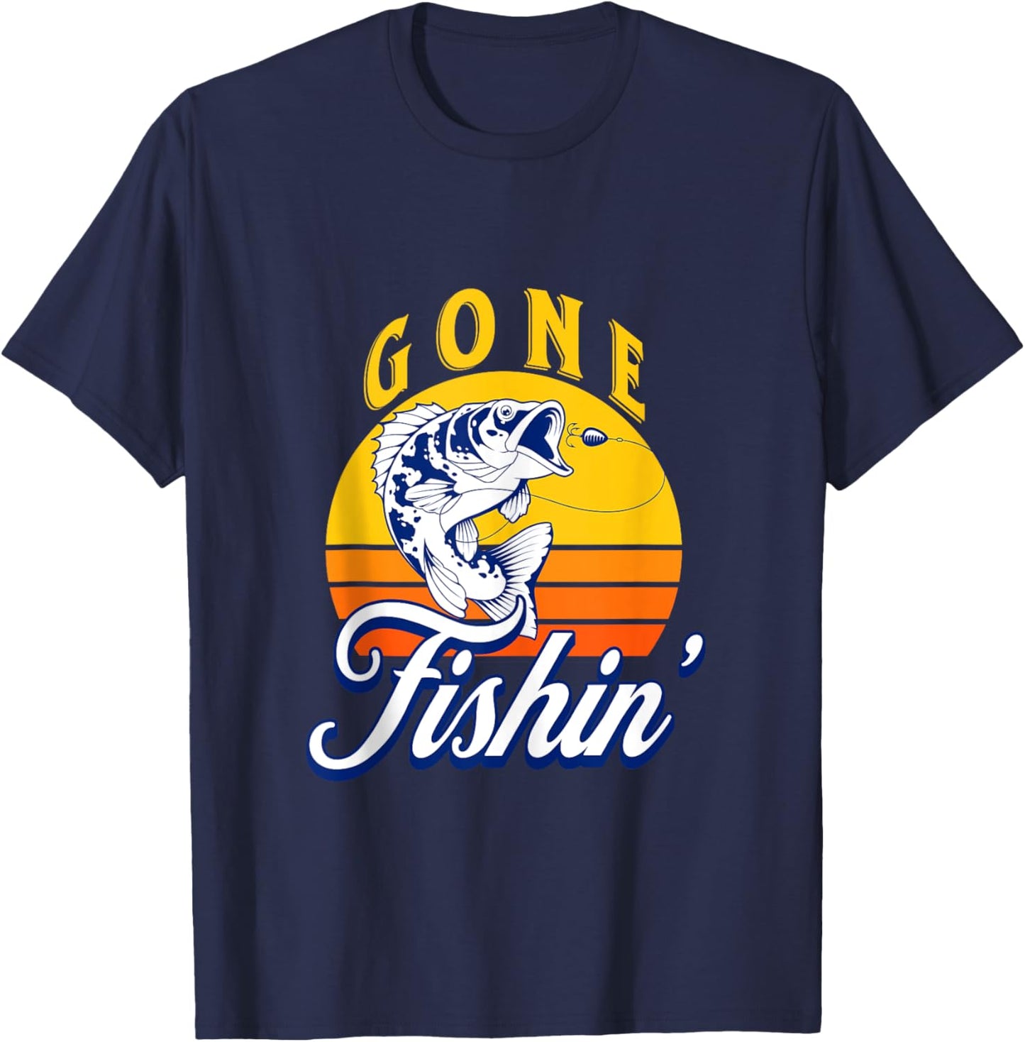 Funny Fisherman Gone Fishin Fishing T-Shirt - T-Shirt | Navy