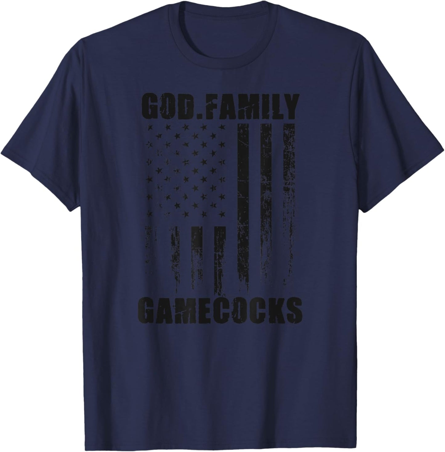 Screven County Gamecocks God. Family. Vintage USA Flag T-Shirt - T-Shirt | Navy
