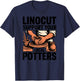 Linocut Support Your Local Potters Pottery Wheel T-Shirt - T-Shirt | Navy