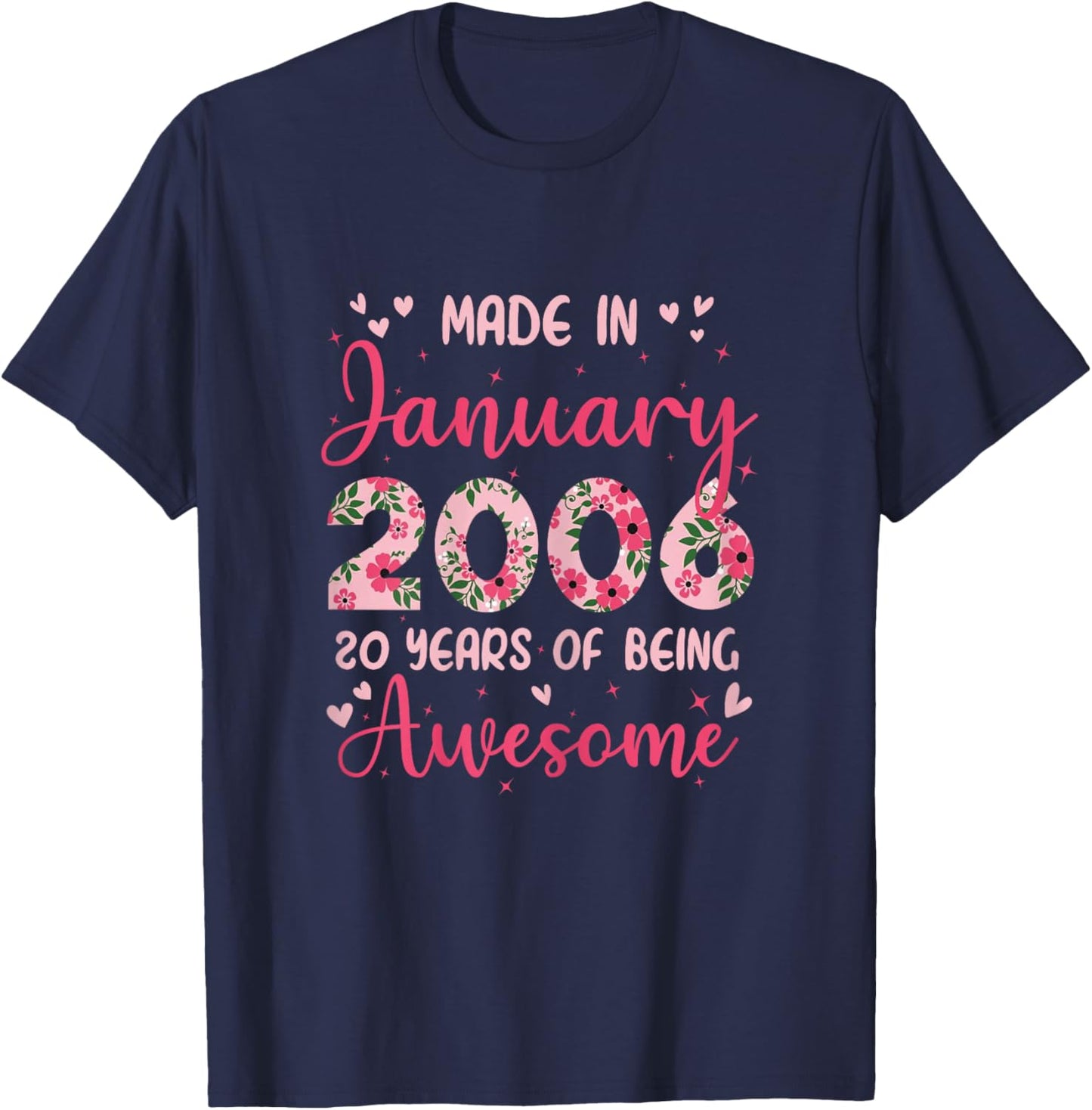 January 2006 Cool 20th Birthday Gift Girls T-Shirt - T-Shirt | Navy