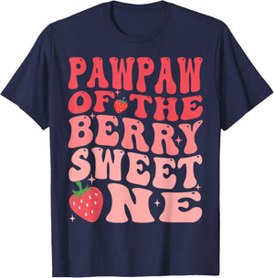 Pawpaw Of The Berry Sweet One 1st Birthday Strawberry T-Shirt - T-Shirt | Navy