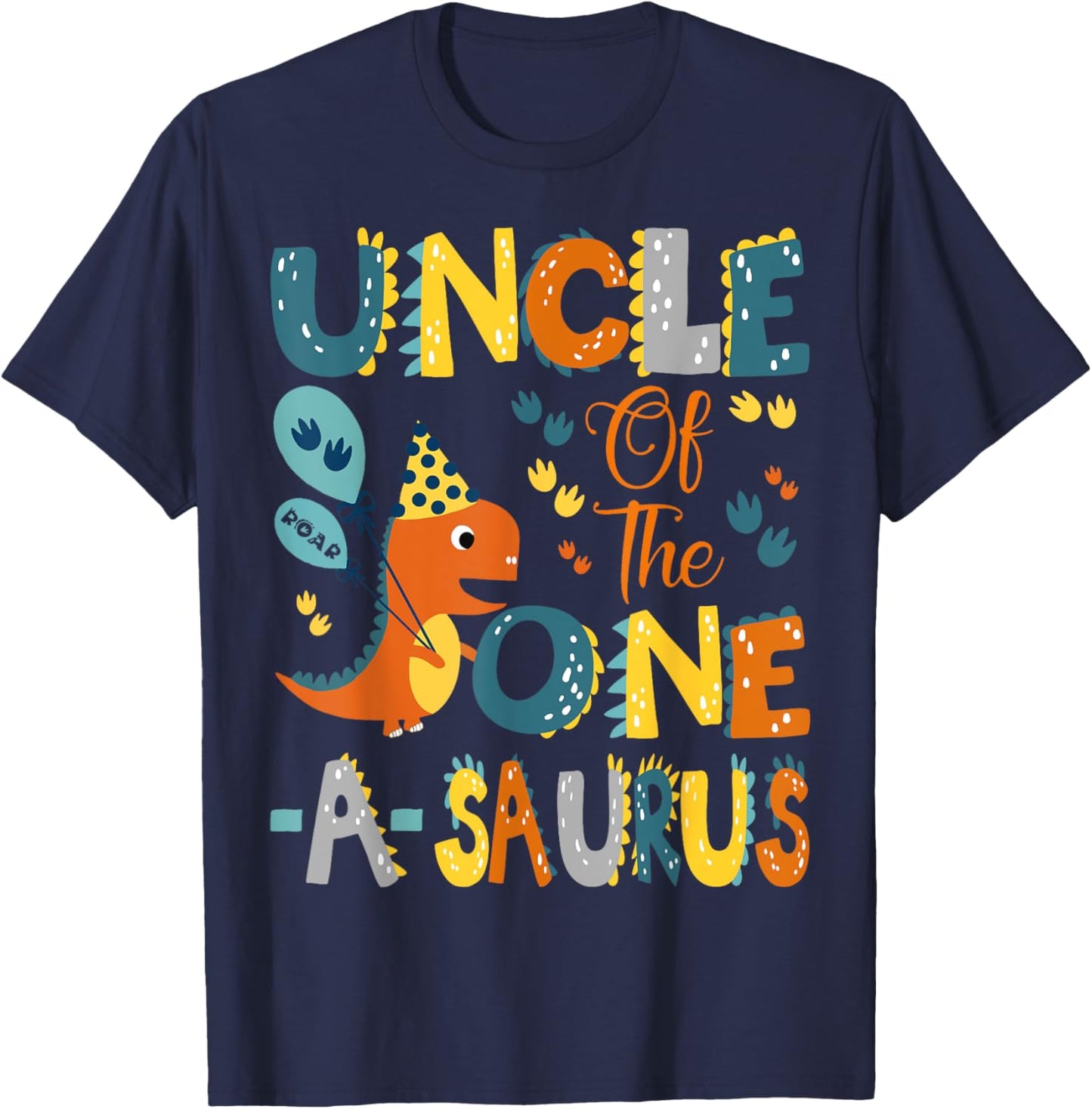 Uncle Of The One-A-Saurus 1St Birthday Dinosaur Party T-Shirt - T-Shirt | Navy
