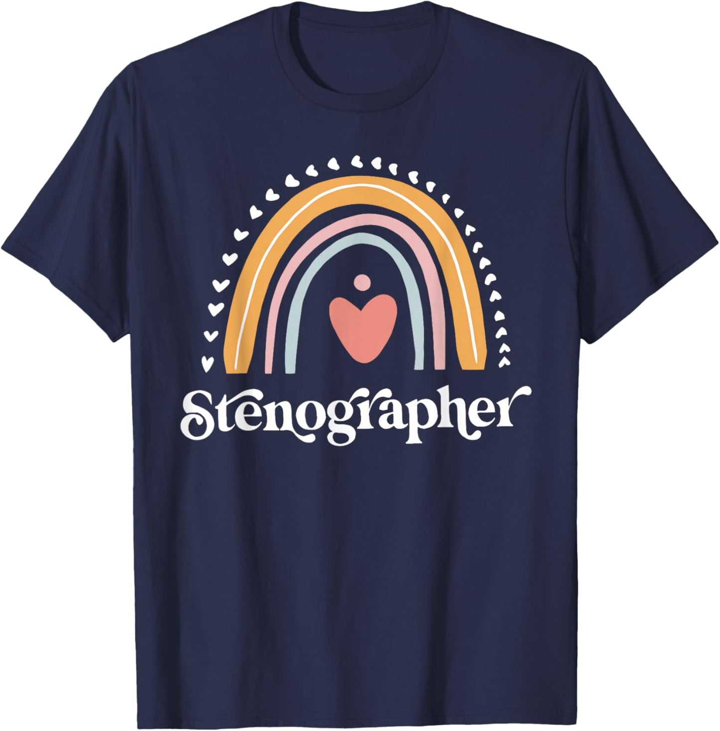 Rainbow Funny Stenographer Court Reporter Reporting Worker T-Shirt - T-Shirt | Navy