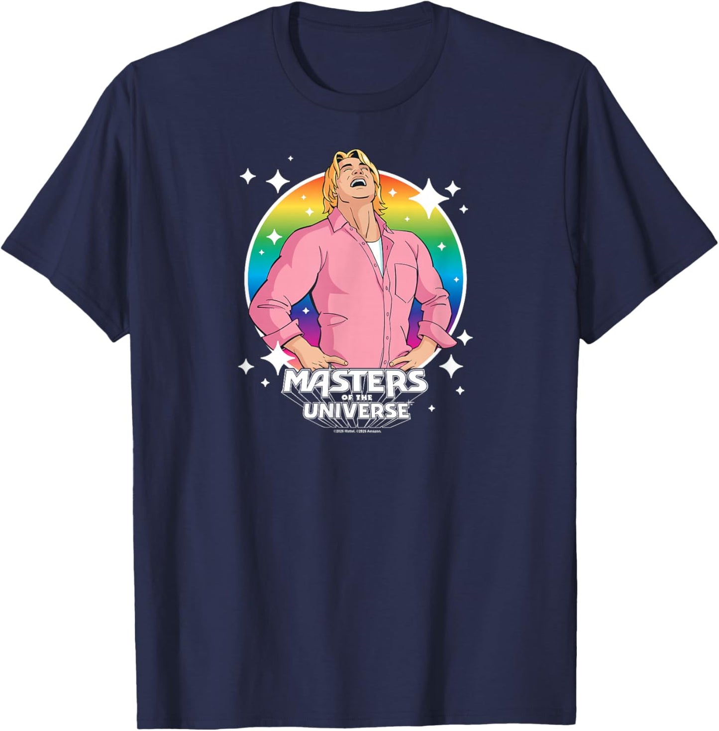 Masters of The Universe: Prince Adam Rainbow Hey Yea T-Shirt - T-Shirt | Navy