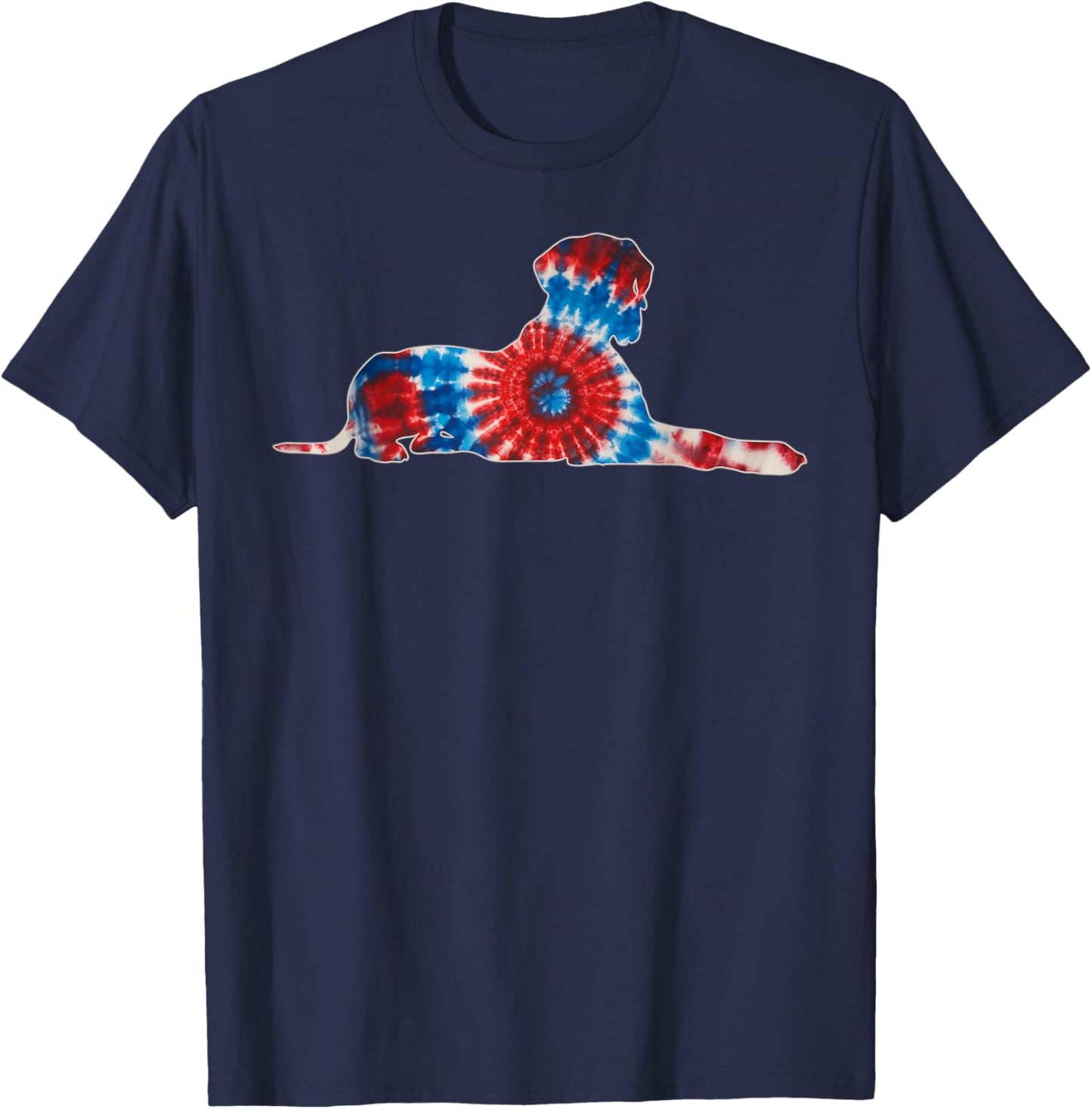 Great Dane Dog Red White Blue Tie Dye American Flag Colors T-Shirt - T-Shirt | Navy