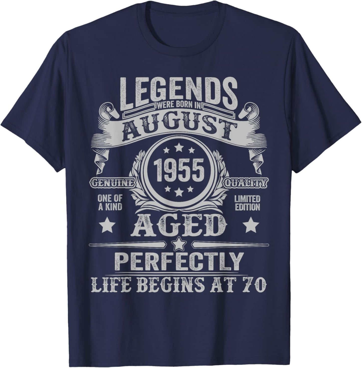 70 Years Old Legend since August 1955 70th Birthday Men Dad T-Shirt - T-Shirt | Navy