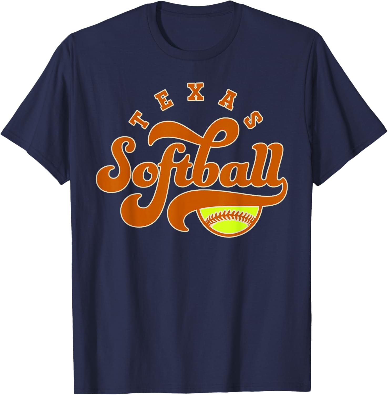 Texas Softball Vintage Kids Team Retro Softball Fan T-Shirt - T-Shirt | Navy