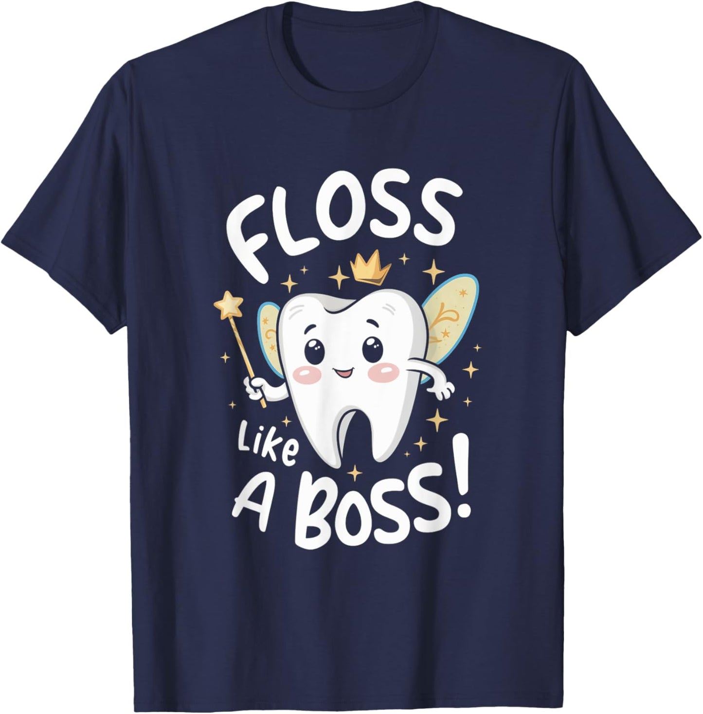 Floss Like A Boss Tooth Fairy Enthusiast Kids Dental Care T-Shirt - T-Shirt | Navy