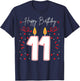 Candle 11 Birthday Party Decoration Wishes Candlelight Cake T-Shirt - T-Shirt | Navy
