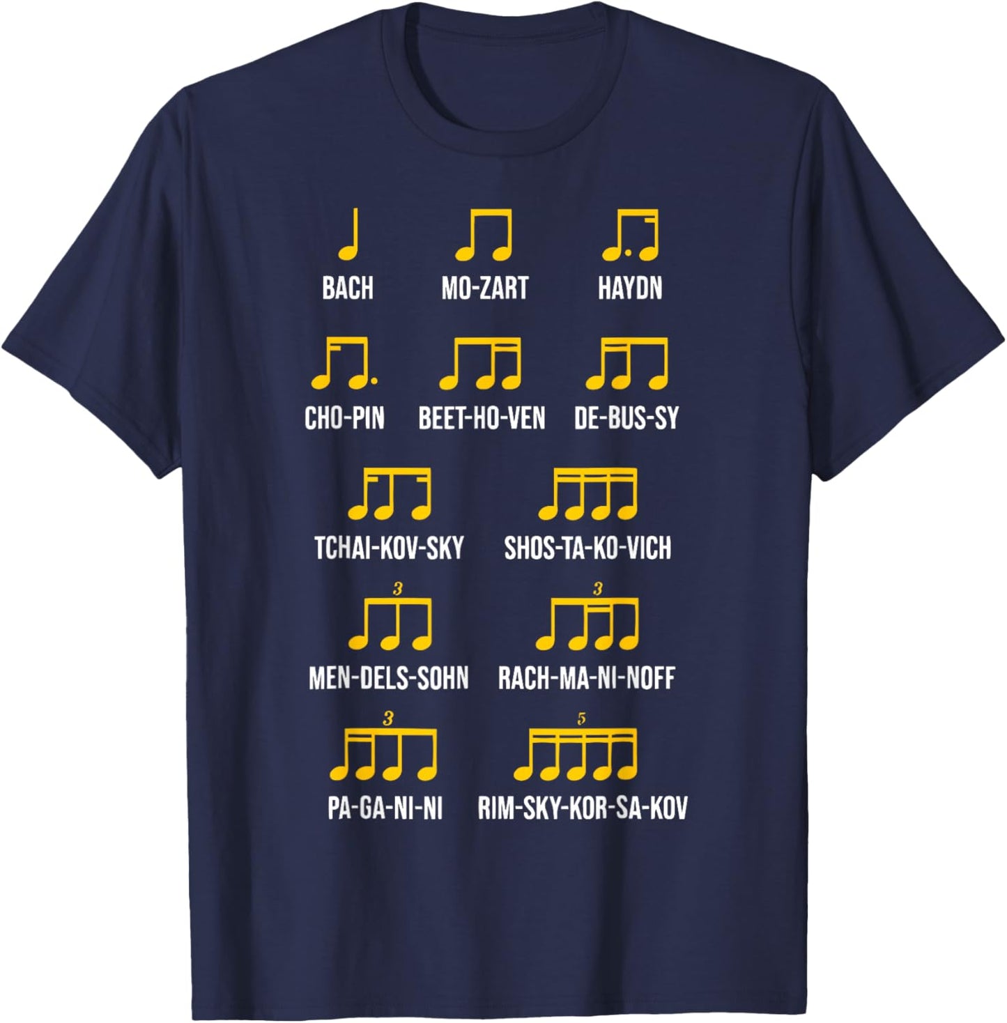 Composer Rhythm Music - Bach Mozart Beethoven Chopin T-Shirt - T-Shirt | Navy