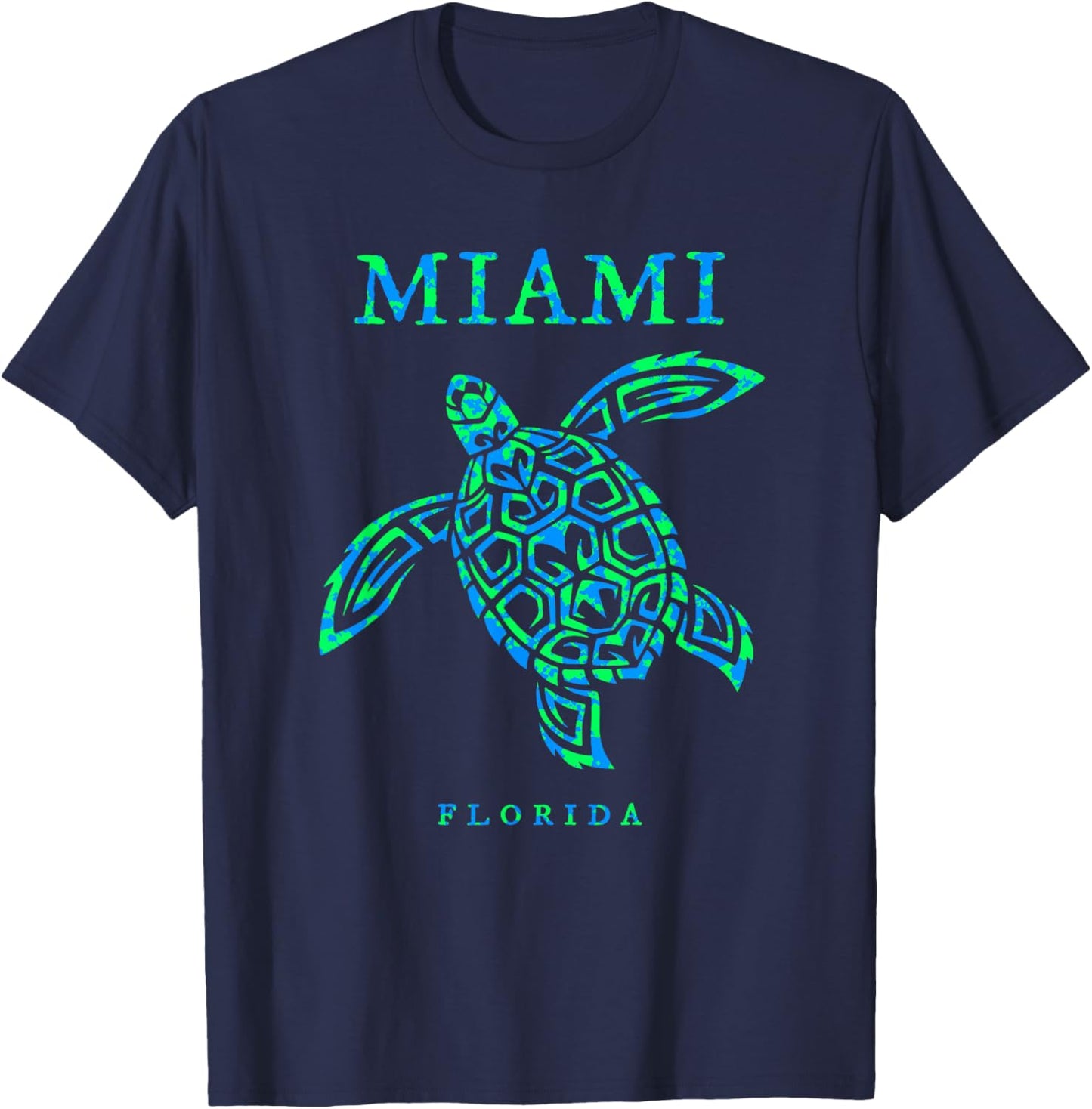 Miami Florida Sea Turtle Boys Girls Kids Vacation Souvenir T-Shirt - T-Shirt | Navy