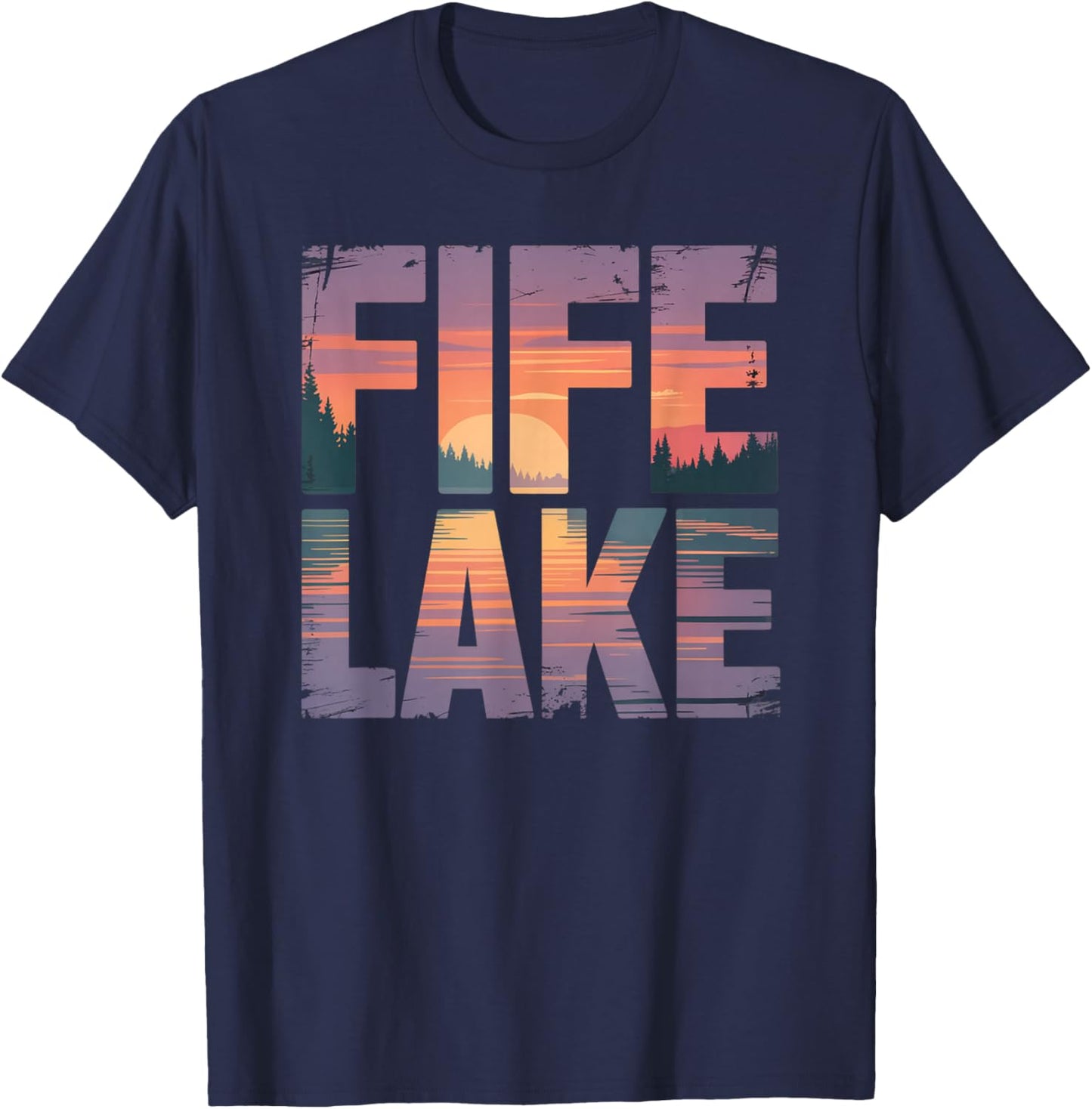 Fife Life Fife Lake Sunset Up North Michigan MI T-Shirt - T-Shirt | Navy