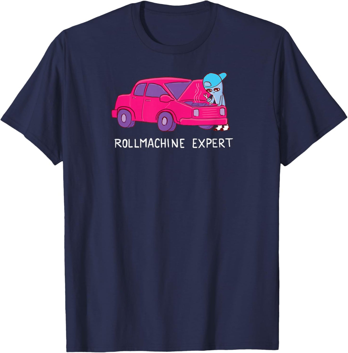 Threadless Nathan W. Pyle Rollmachine Expert Graphic T-Shirt - T-Shirt | Navy