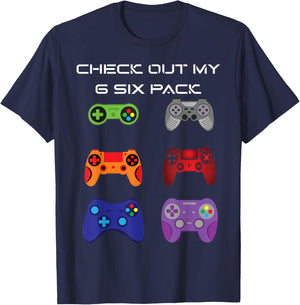 Check Out My 6 Six Pack Gamer Video Controller T-Shirt - T-Shirt | Navy