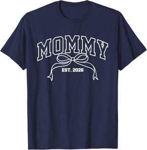 Mommy Est. 2026 Coquette Bow Mom 2026 New Mom 2026 T-Shirt - T-Shirt | Navy
