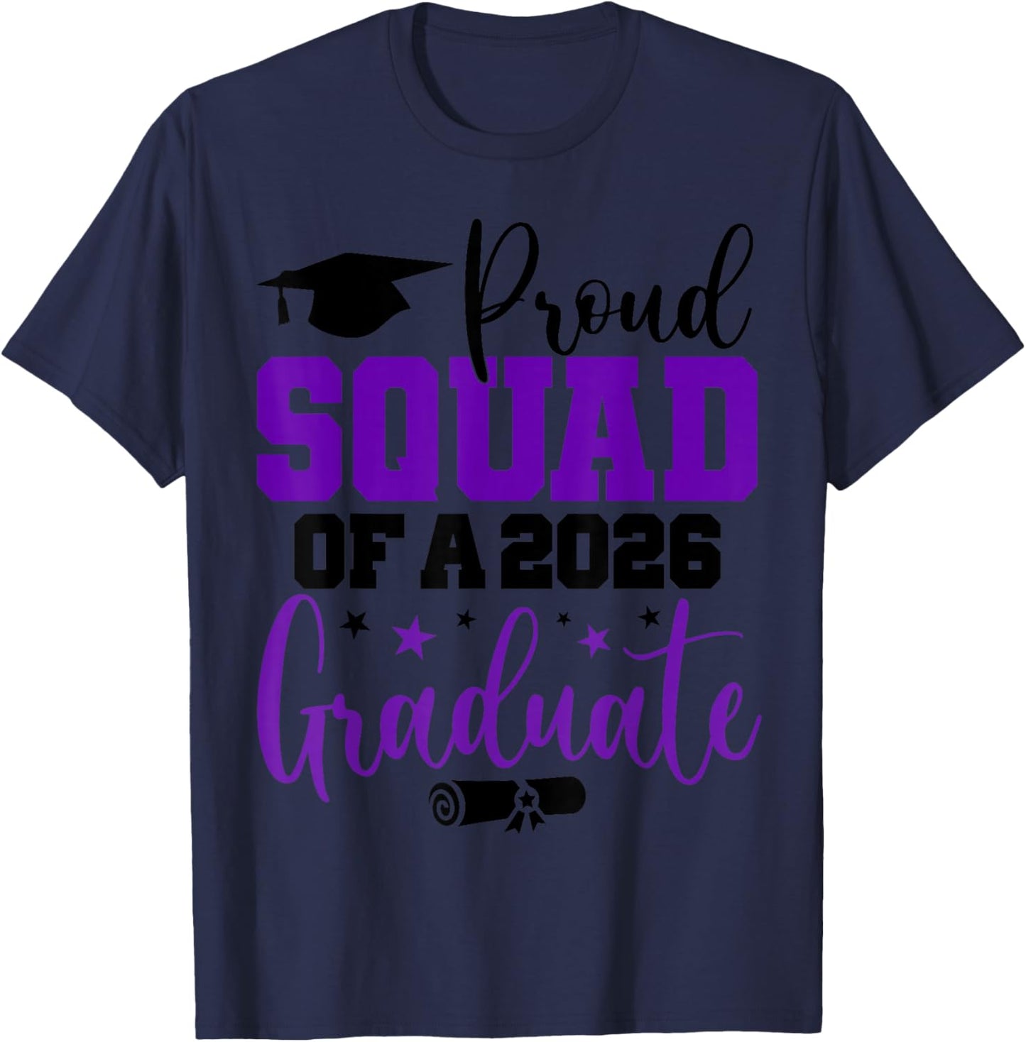 Senior 2026 Proud Squad of A Class of 2026 Graduate T-Shirt - T-Shirt | Navy