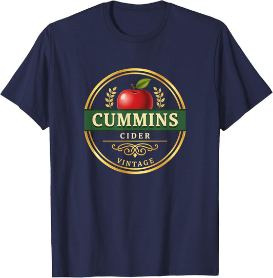 Cummins Cider Vintage Logo Funny Adult Humor Apple Label T-Shirt - T-Shirt | Navy
