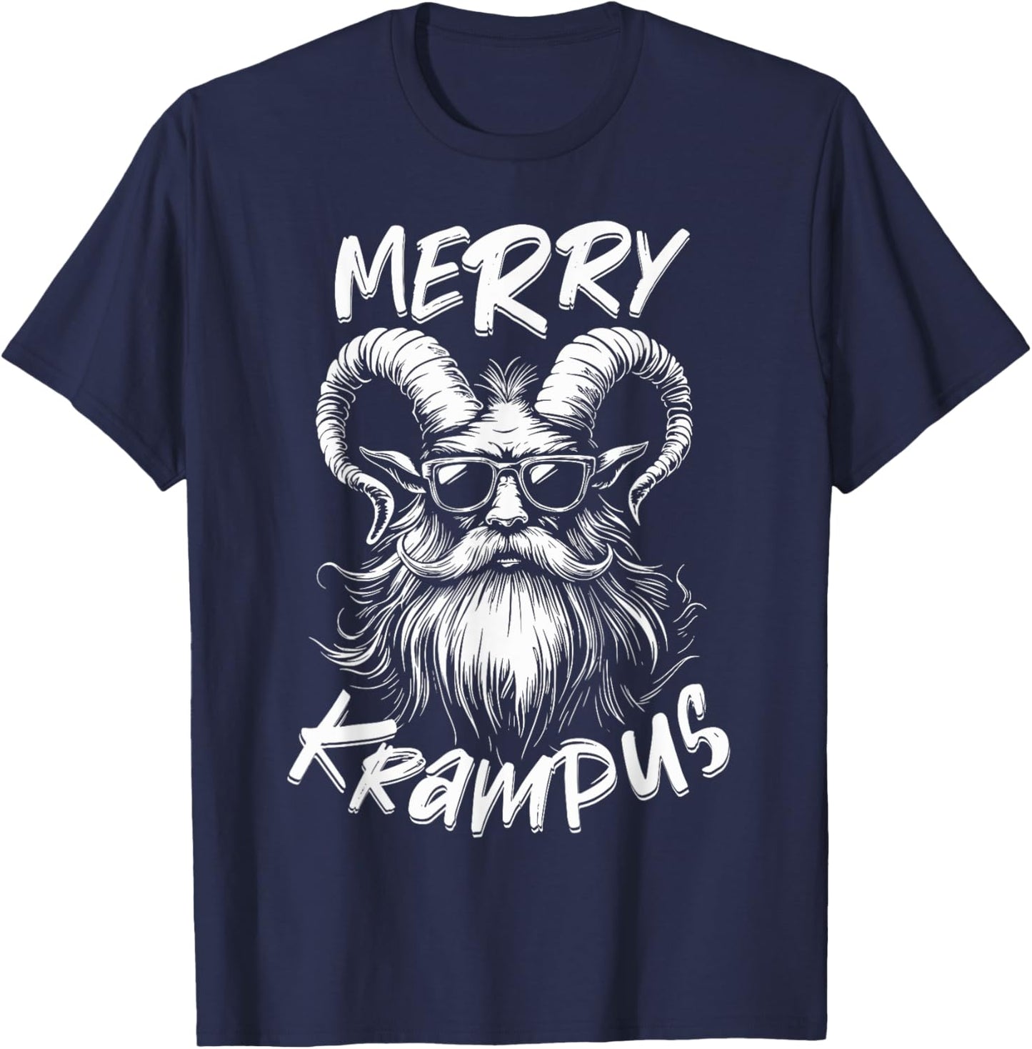 Merry Krampus Mythical Kids Christmas Horror T-Shirt - T-Shirt | Navy