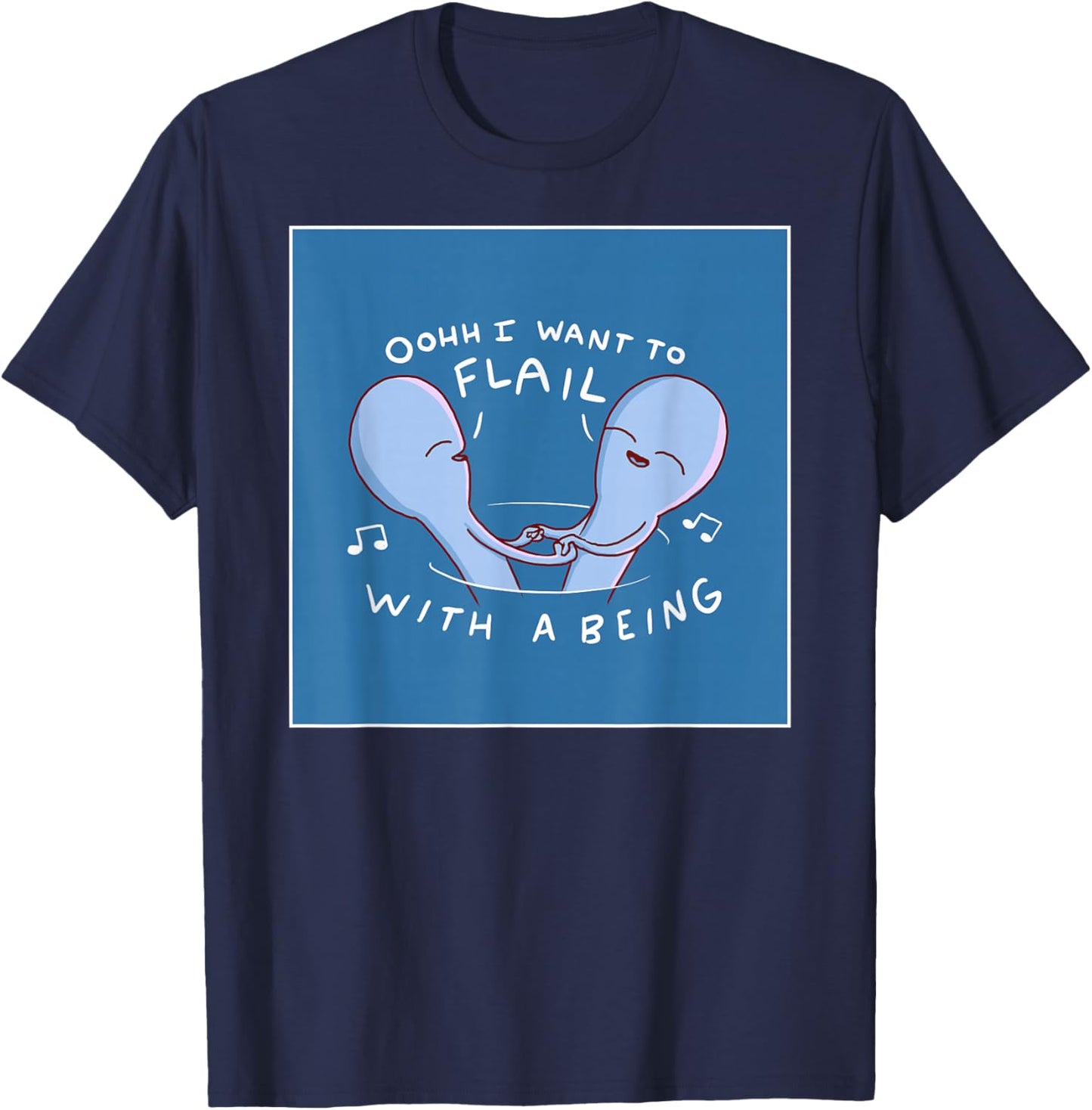 Threadless Nathan W. Pyle Flail With A Being Graphic T-Shirt - T-Shirt | Navy