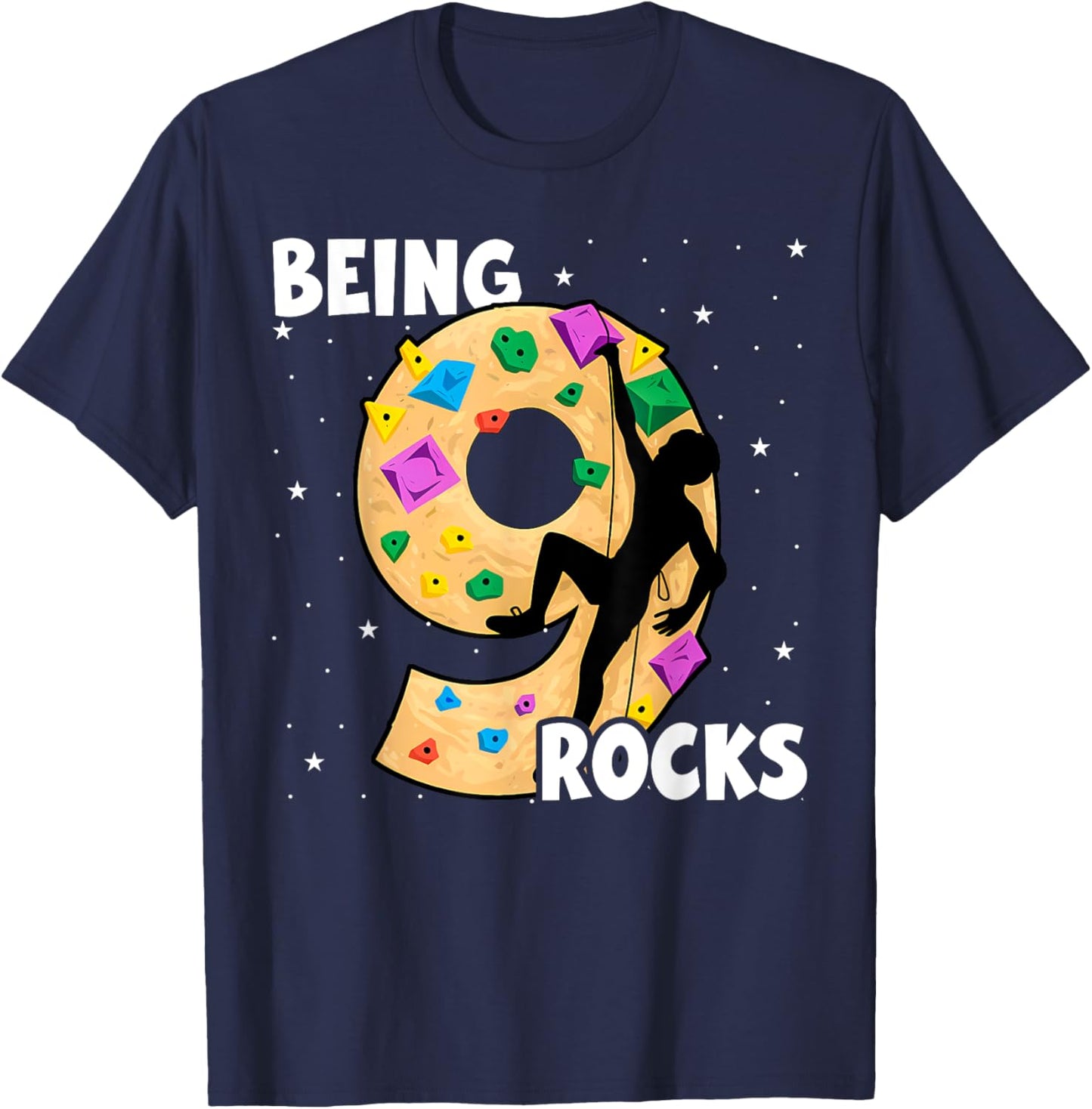 9 Year Old Rock Climbing 9th Birthday Adventures Climber T-Shirt - T-Shirt | Navy