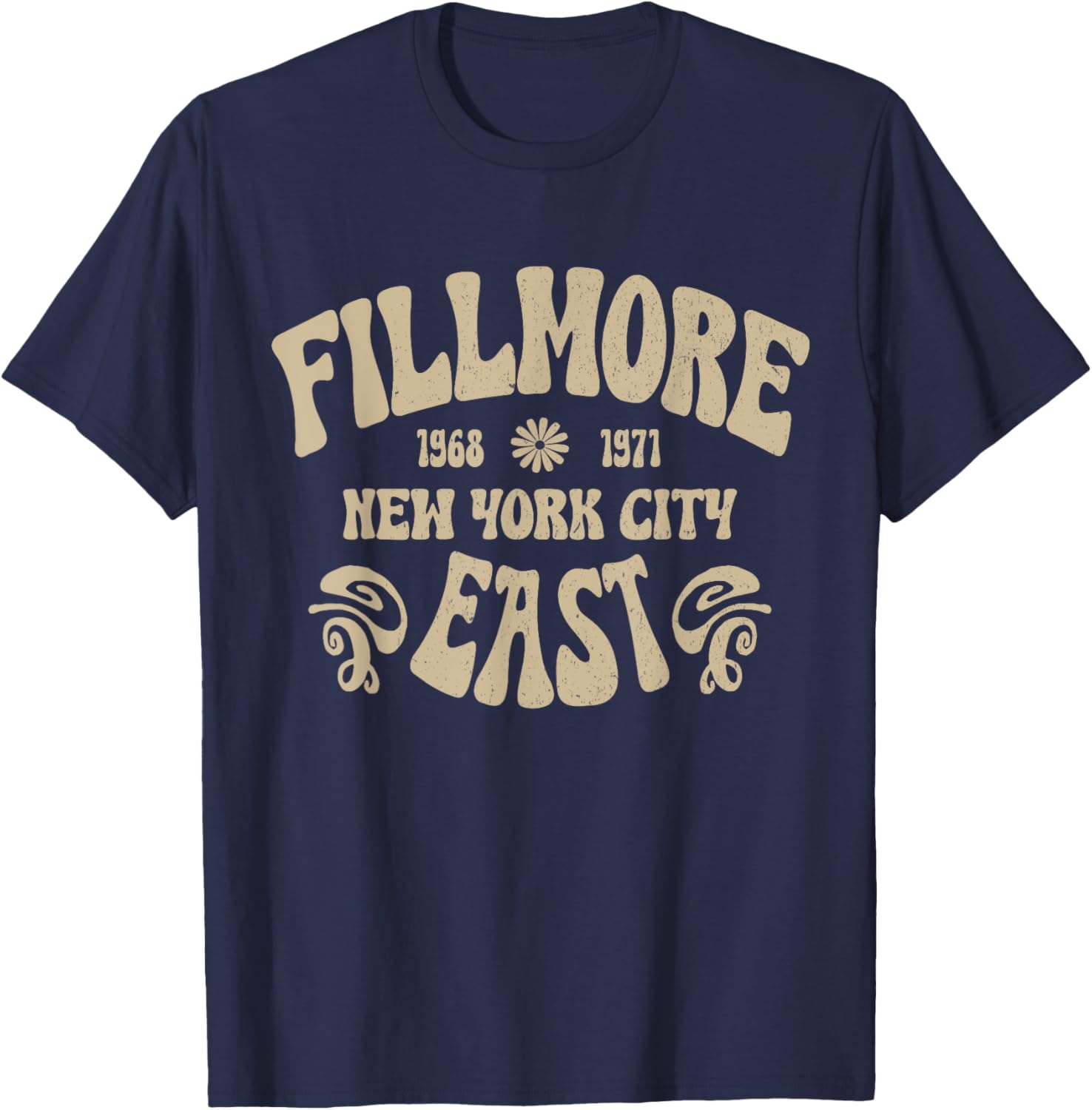Fillmore 1968-1971 New York City Peace Love Vintage Style T-Shirt - T-Shirt | Navy