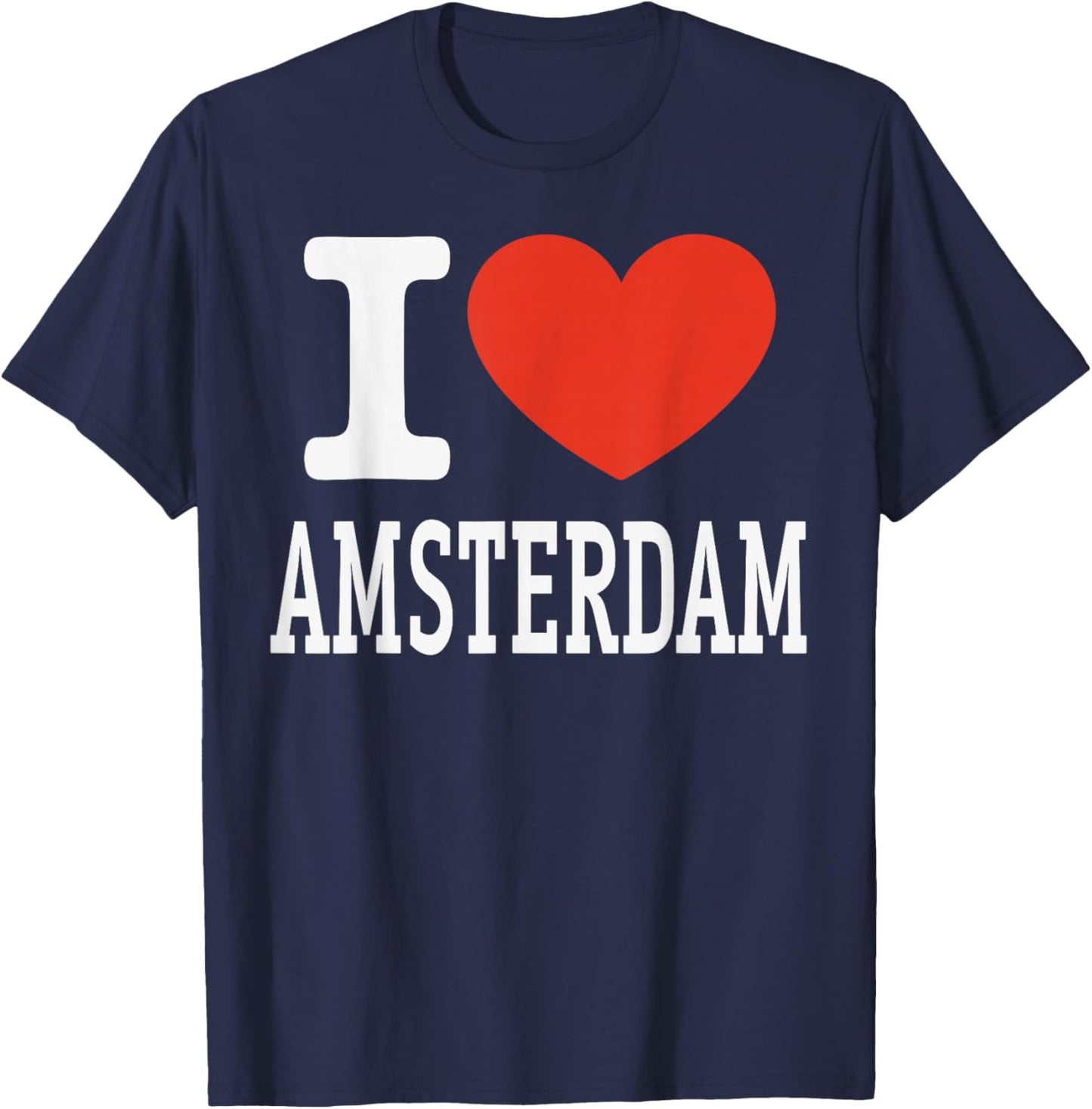 I Love Amsterdam City Heart Graphic Souvenir Travel T-Shirt - T-Shirt | Navy