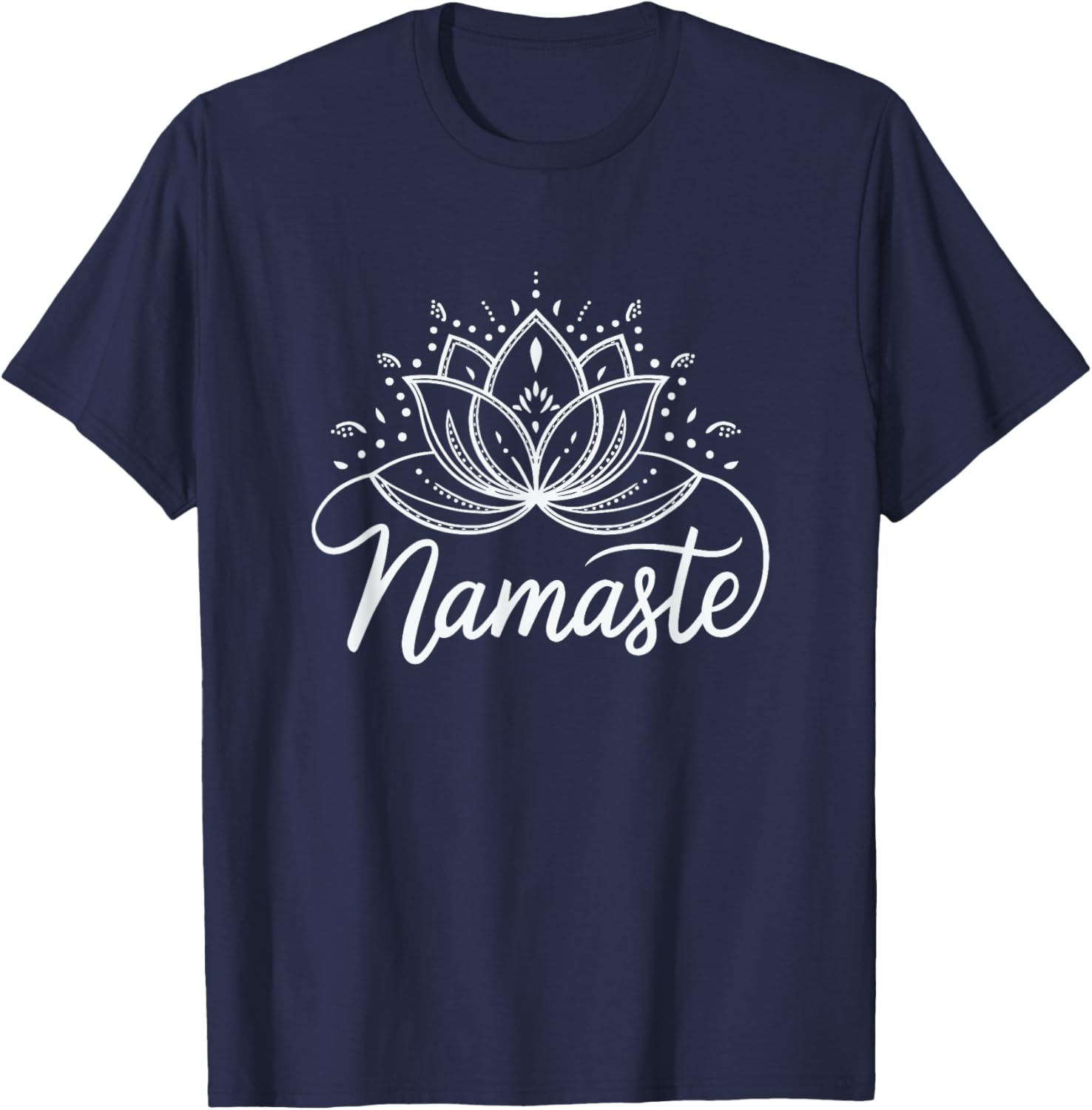Namaste Lotus Flower Meditation Yoga Mandala T-Shirt - T-Shirt | Navy