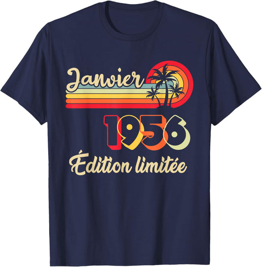 January 1956 70 Years Birthday Gift Man January 1956 T-Shirt - T-Shirt | Navy