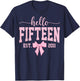 Hello Fifteen Est 2011 Coquette Bow 15th Birthday Girl T-Shirt - T-Shirt | Navy