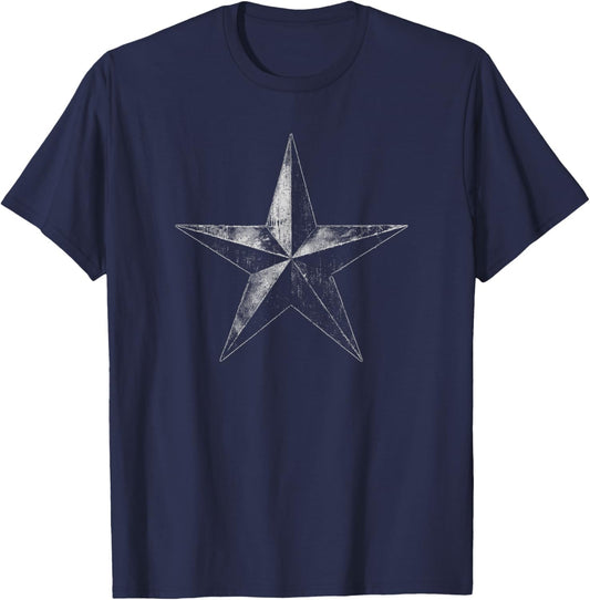 Grunge Star Distressed Retro Vintage Graphic T-Shirt - T-Shirt | Navy