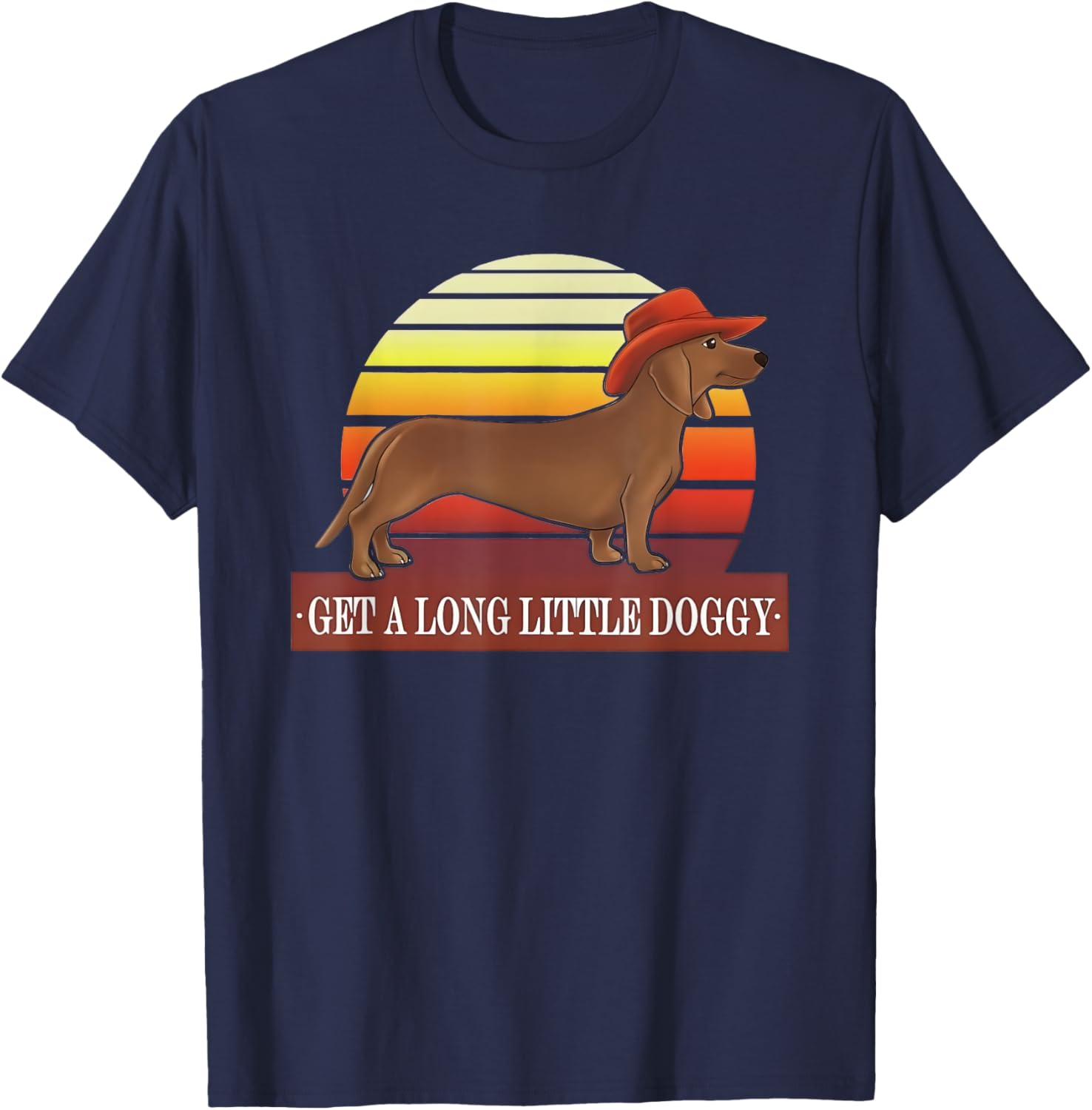 Cowboy Dachshund Get A Long Little Doggy Vintage T-Shirt - T-Shirt | Navy