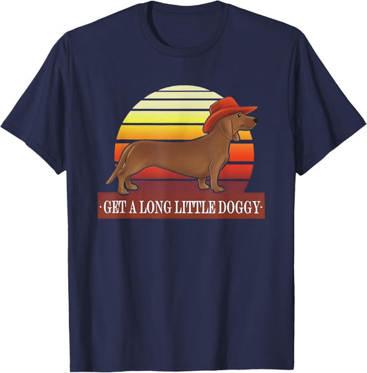 Cowboy Dachshund Get A Long Little Doggy Vintage T-Shirt - T-Shirt | Navy